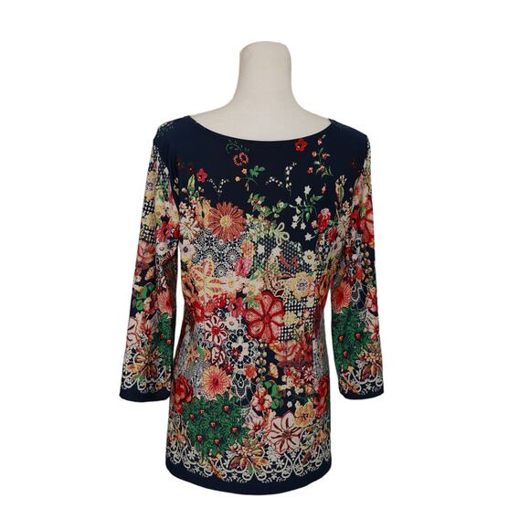 Melissa Paige women's Blouse stretchy floral bright colorful medium - Picture 1 of 6